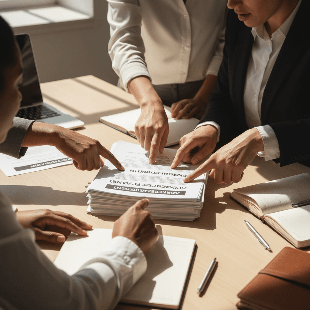 Person reviewing documents at a desk